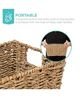 Best Choice Products Set of 4 Multipurpose Stackable Seagrass Storage Laundry Organizer Baskets w/ Handles