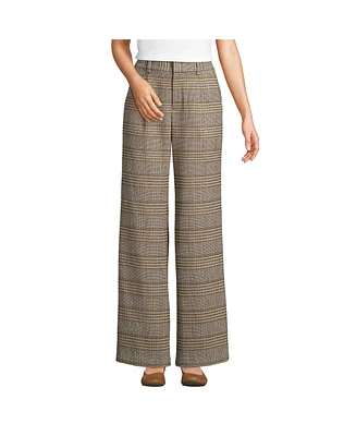 Lands' End Women's Brushed Flannel High Rise Pleated Wide Leg Pants