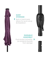Best Choice Products 7.5ft Outdoor Solar Patio Umbrella for Deck, Pool w/ Tilt, Crank, Led Lights