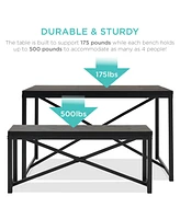 Best Choice Products 45.5in 3-Piece Bench Style Dining Furniture Set, 4-Person Dinette w/ 2 Benches, Table