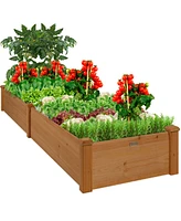 Best Choice Products 8x2ft Outdoor Wooden Raised Garden Bed Planter for Grass, Lawn, Yard