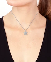 Effy Diamond Sea Turtle 18" Pendant Necklace (1/4 ct. t.w.) in Sterling Silver