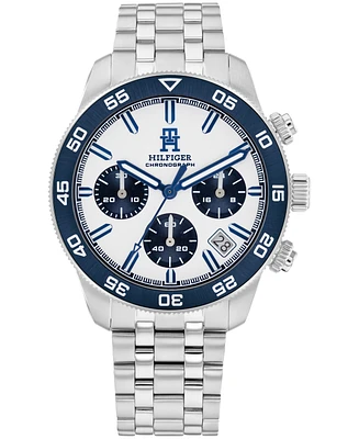 Tommy Hilfiger Men's Chronograph Silver-Tone Stainless Steel Bracelet Watch 41mm