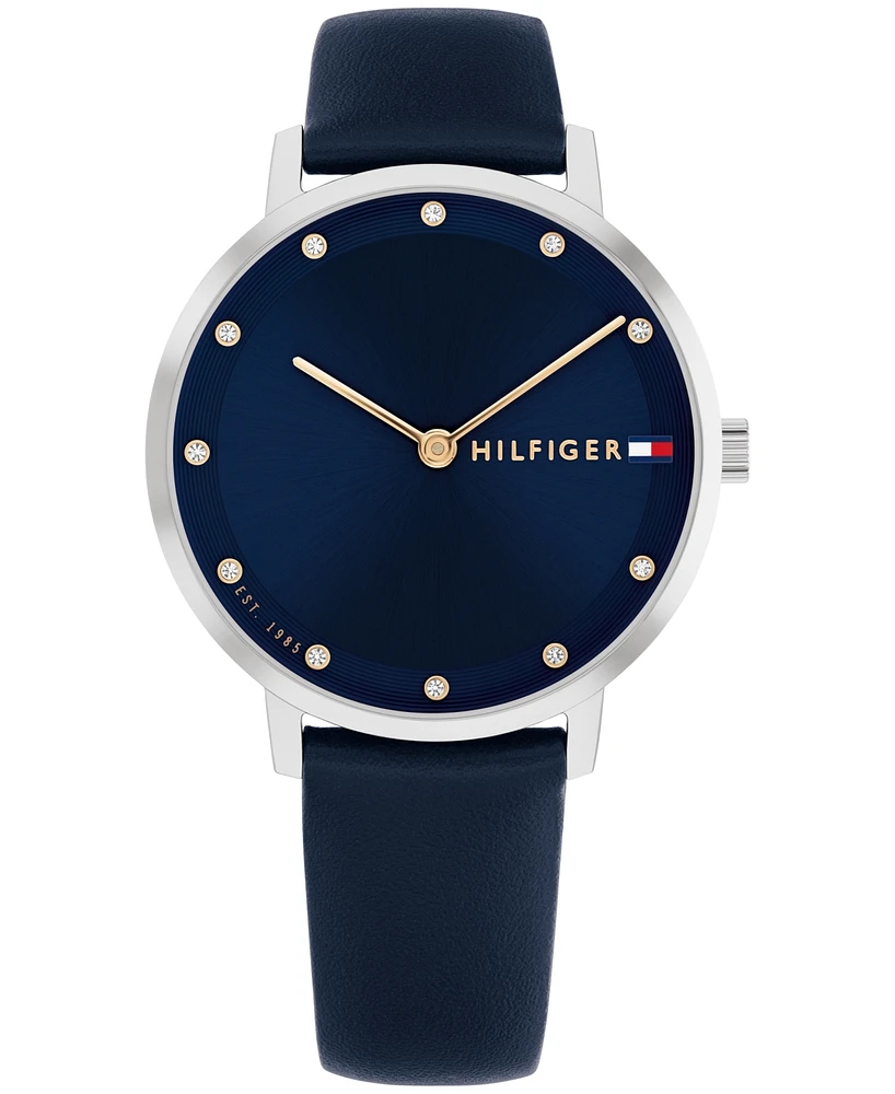 Tommy Hilfiger Women's Quartz Navy Leather Strap Watch 35mm