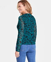 I.n.c. International Concepts Women's Printed Mesh Crewneck Top, Created for Macy's