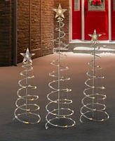 Northlight 3' 4' and 6' Lighted Warm White Outdoor Spiral Christmas Cone Trees Set of 3 Led