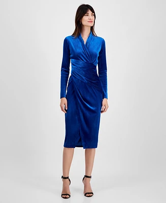 Rachel Roy Women's Metallic-Stripe Velvet Midi Dress