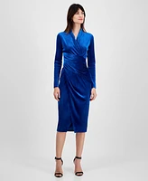 Rachel Roy Women's Metallic-Stripe Velvet Midi Dress