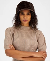 I.n.c. International Concepts Women's Faux-Fur & Faux-Suede Baseball Cap, Created for Macy's