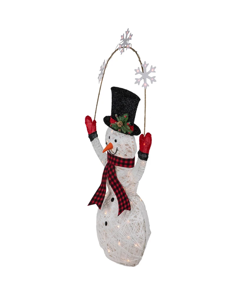 Northlight 57" Led Lighted Snowman Holding Snowflakes Outdoor Christmas Decoration