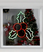 Northlight 12" Led Lighted Neon Style Holly Berries Christmas Window Silhouette