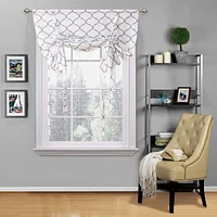 Kate Aurora Living Shabby Chic Trellis Quatrefoil Single Tie Up Window Curtain Shade - 42 in. W x 63 L, Navy