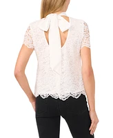 CeCe Women's Lace Mock Neck Cap Sleeve Blouse