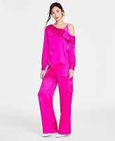 I.n.c. International Concepts Women's Lace-Shoulder Long-Sleeve Blouse, Created for Macy's