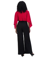 Jessica Howard Women's Satin Cape-Sleeve Jumpsuit