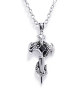 Rhona Sutton Silver Snake Templar Cross Stainless Steel Pendant Necklace