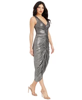 Dress the Population Women's Britt Metallic Ruched Bodycon