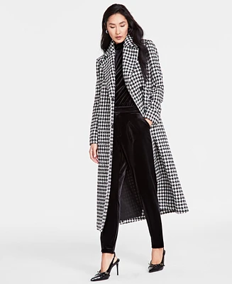 I.n.c. International Concepts Women's Houndstooth Long Coat, Created for Macy's