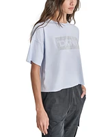 Dkny Women's Cotton Rhinestone-Graphic Cropped T-Shirt