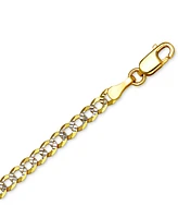 24" Two-Tone Open Curb Link Chain Necklace (3-1/6mm) in Solid 14k Gold & White Gold - Two