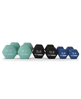 HolaHatha 3, 5, and 8 Pound Dumbbell Hand Weight Set with Storage Rack