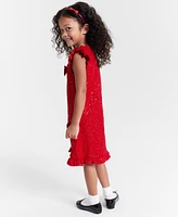 Rare Editions Little Girls Sequin Tweed Dress Social with Headband, 2 Piece