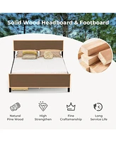 Gymax Full Size Wooden Bed Frame with 2 Storage Drawers & Under-bed Storage Espresso