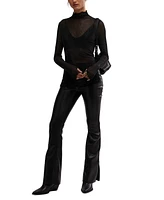 Free People Women's Dance All Night Studded Sheer Long-Sleeve Top