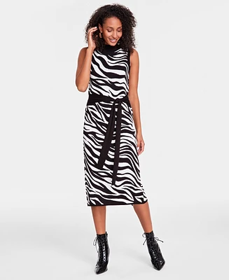 I.n.c. International Concepts Women's Zebra Jacquard Sweater Dress, Created for Macy's