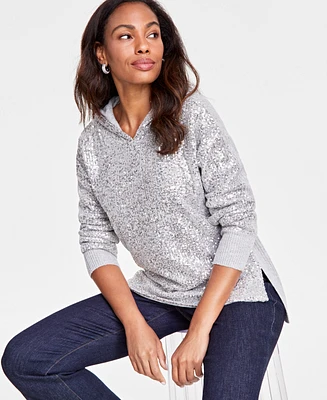 I.n.c. International Concepts Women's Sequin-Front Hoodie, Regular & Petite, Created for Macy's