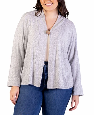 24seven Comfort Apparel Plus Button Front Long Sleeve Cardigan Sweater