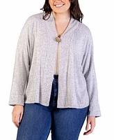 24seven Comfort Apparel Plus Button Front Long Sleeve Cardigan Sweater