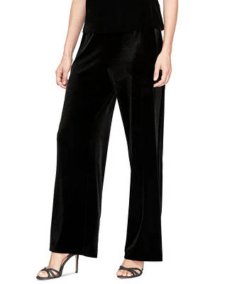 Alex Evenings Petite Velvet Pull-On Straight-Leg Pants