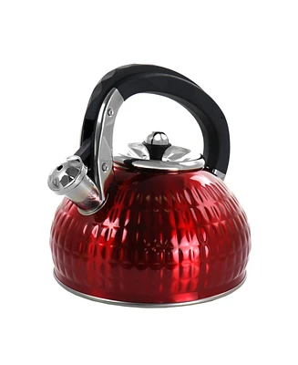 MegaChef 3 Quart Stovetop Whistling Kettle in Red