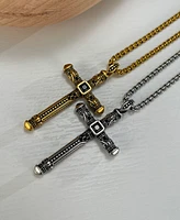 Rhona Sutton Gold Biblical Cross Stainless Steel Pendant Necklace