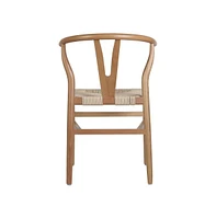 Merrick Lane Staci Set Of 2 Stack Dining Chairs With Wishbone Style Design, Solid Wood Frames, Woven Kraft Paper Rope Seats