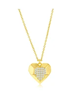 Simona Sterling Silver Center Pave Cz Heart Necklace