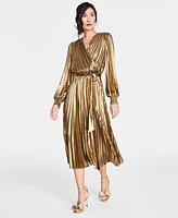 I.n.c. International Concepts Women's Metallic Pleated Midi Dress, Created for Macy's