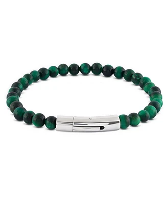 Rhona Sutton Stainless Steel Green Malachite Bead Bracelet