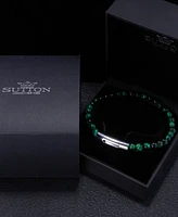 Rhona Sutton Stainless Steel Green Malachite Bead Bracelet