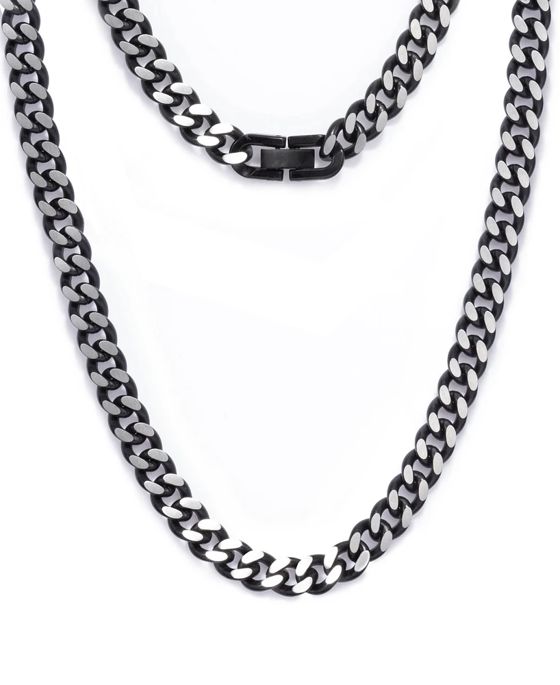 Rhona Sutton Black Silver Curb Chain Stainless Steel Necklace