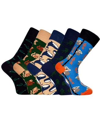 Love Sock Company Men's Luxury Cotton Patterned Novelty Crew Socks with Seamless Toe. Novelty Mix Bundle Sock