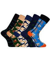 Love Sock Company Men's Luxury Cotton Patterned Novelty Crew Socks with Seamless Toe. Novelty Mix Bundle Sock