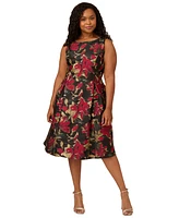 Adrianna Papell Plus Floral Jacquard Sleeveless Fit & Flare Dress