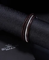 Rhona Sutton Stainless Steel Multi Leather and Chain Bracelet