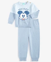 Disney Baby Boys Mickey Mouse Colorblocked Sweater & Jogger Pants, 2 Piece Set