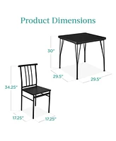 Best Choice Products 3-Piece Indoor Metal Wood Square Dining Table, Furniture Set w/ 2 Chairs