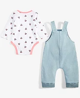 Disney Baby Girls Minnie Mouse Bodysuit & Overalls Set