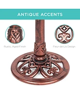 Best Choice Products Outdoor Rustic Pedestal Bird Bath Accent for Garden, Yard w/ Fleur-de-Lis Accents