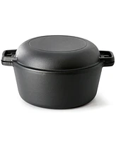 Megachef 5 Quart Pre-Seasoned 2-in-1 Cast Iron Dutch Oven and Skillet